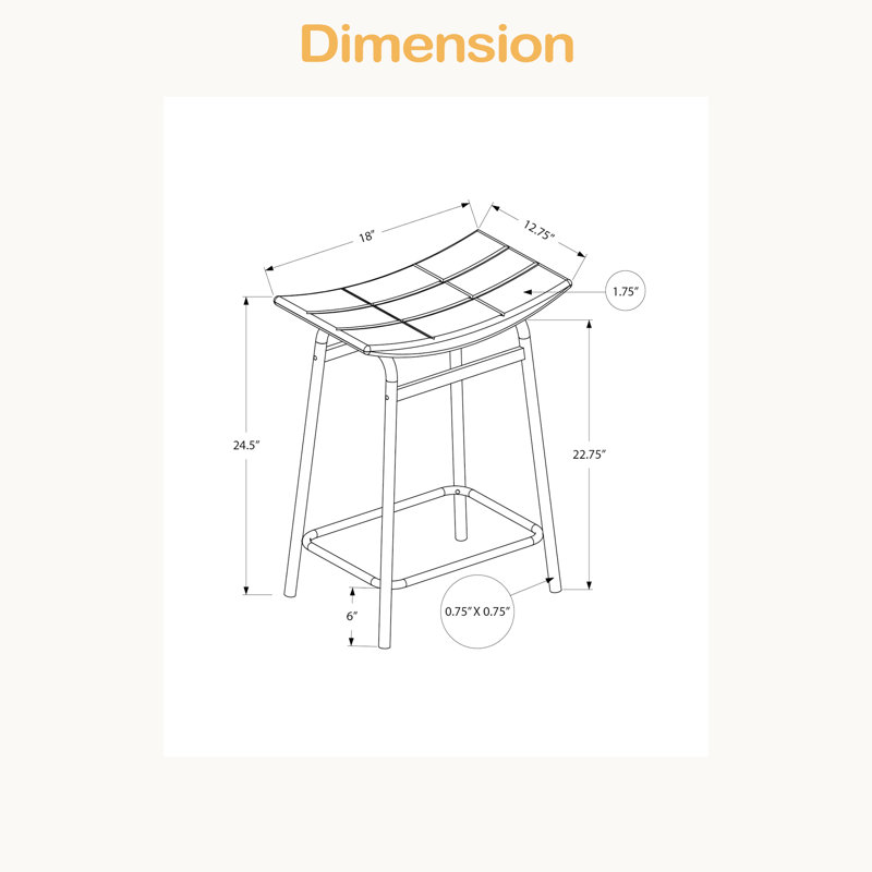 Barstool, Counter Height, Set Of 2, Kitchen, Black