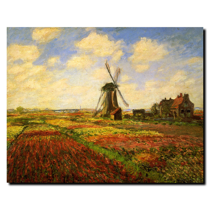 «Tulips in afield» par Claude Monet, reproduction d'art sur toile tendue