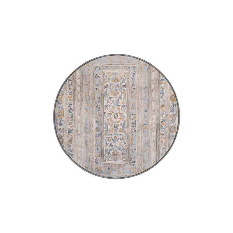 Machine Washable Grey Area Rug, Round 3'