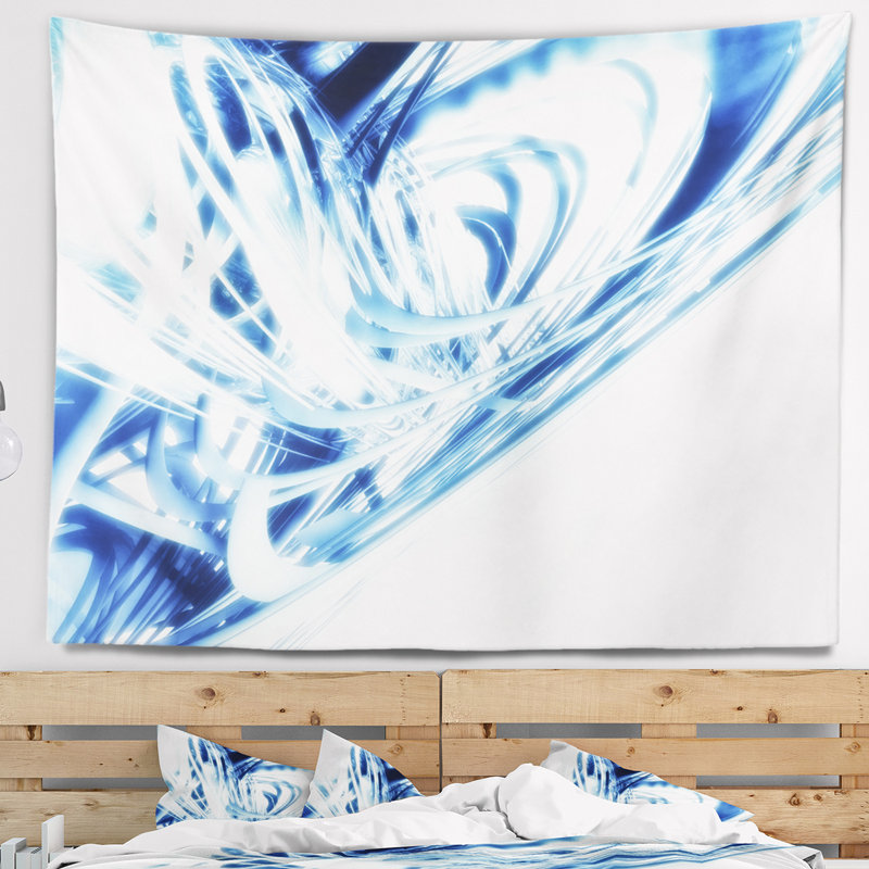 Tapisserie fractale bleue 3D, H 50 po x l 60 po