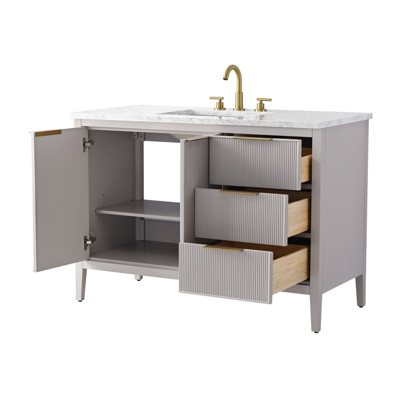 Emma 48" W Single Vanity, Taupe/Brushed Bronze