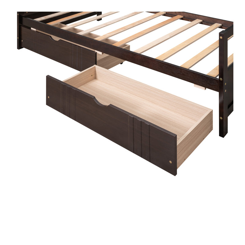 Twin Size Daybed Wood Bed With Two Drawers,Espresso