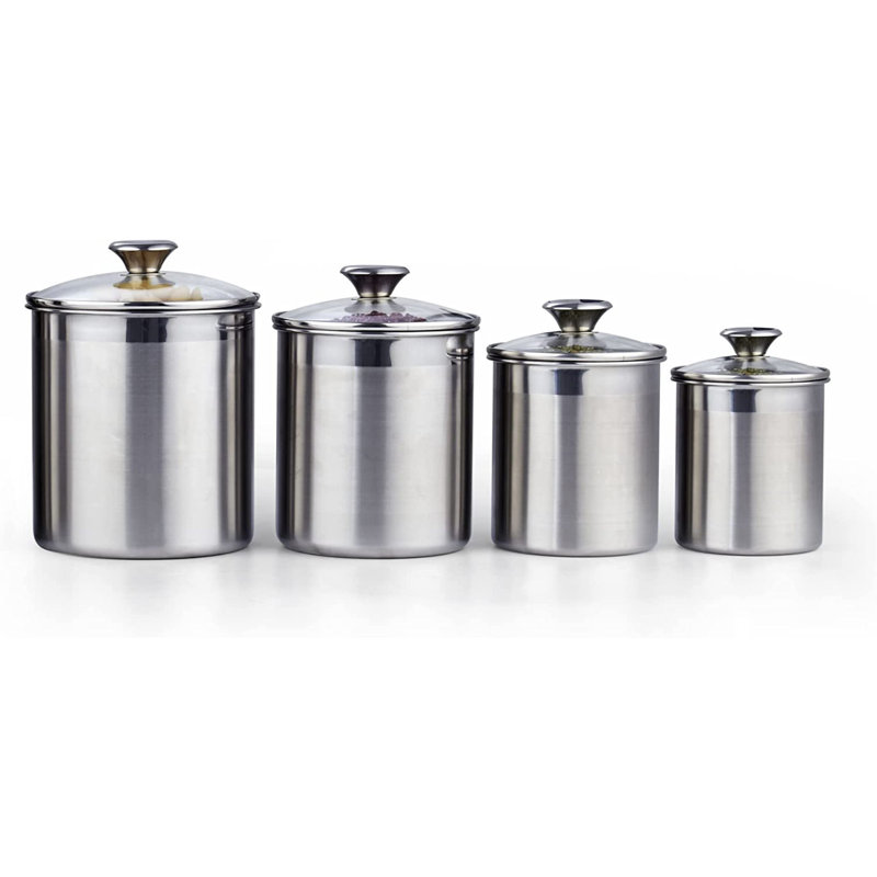 Ensemble de 4 pots de cuisine Cooks Standard Classic en acier inoxydable avec couvercle en verre, Moyen 4 pièces 8,5 pte