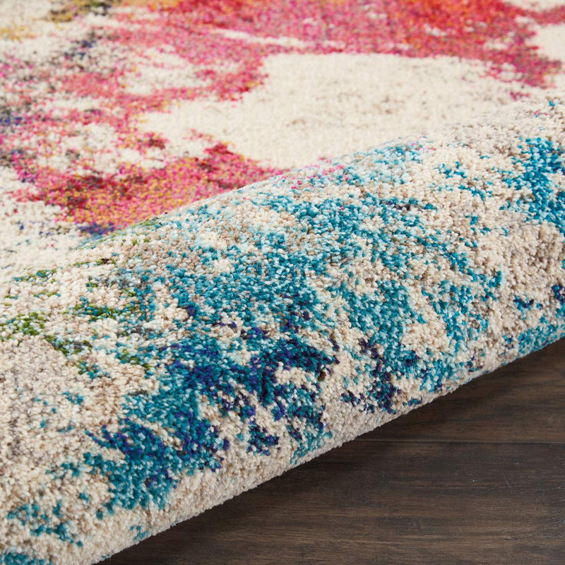 Multi Rug, 6Mm Thick Stain Resistant Graphics Rug, Abstract Modern Rug For Bedroom, & Dining Room, Rectangle 66 x 114 cm