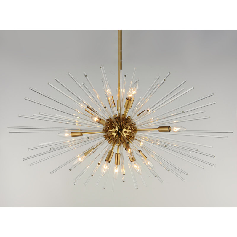 Merrick 16 - Light Dimmable Sputnik Sphere Chandelier, Satin Brass, 37.5" H x 40" W x 40" W