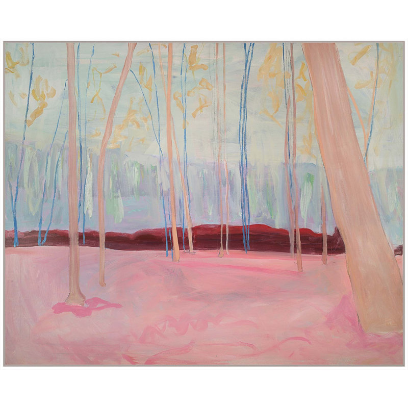 «Springtime Woods» par Katie Ré Scheidt, H 21,25 po x l 27,25 po, Cadre flottant blanc