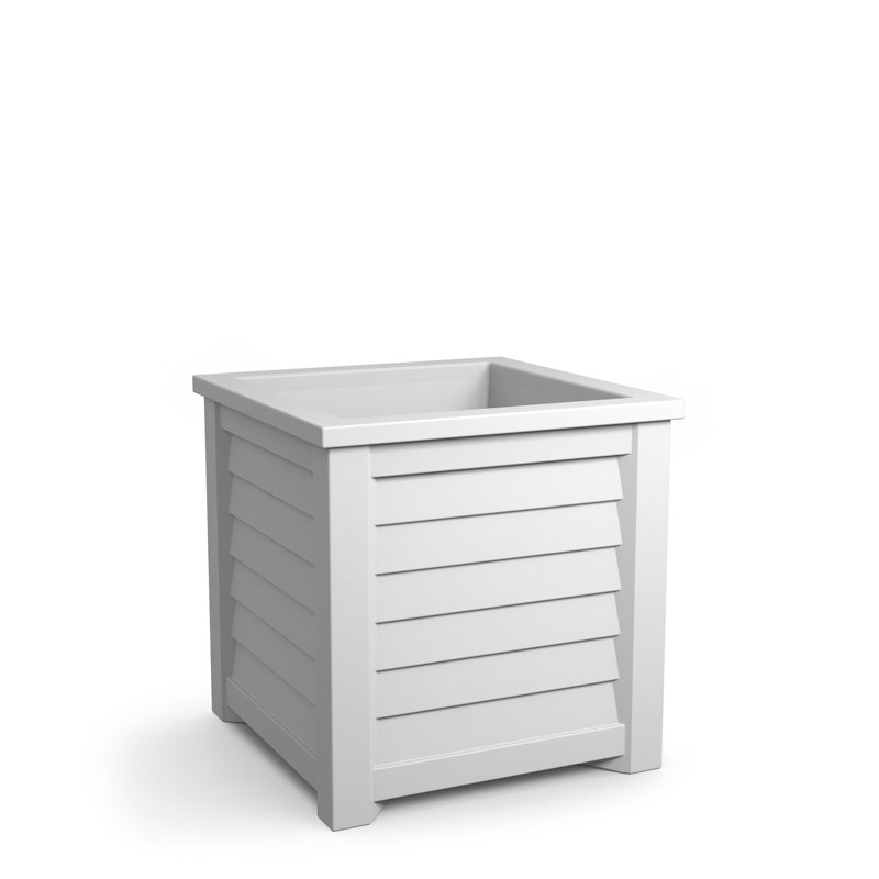 Lakeland Square Resin Planter with Water Reservoir, White, 20" H x 20" W x 20" D