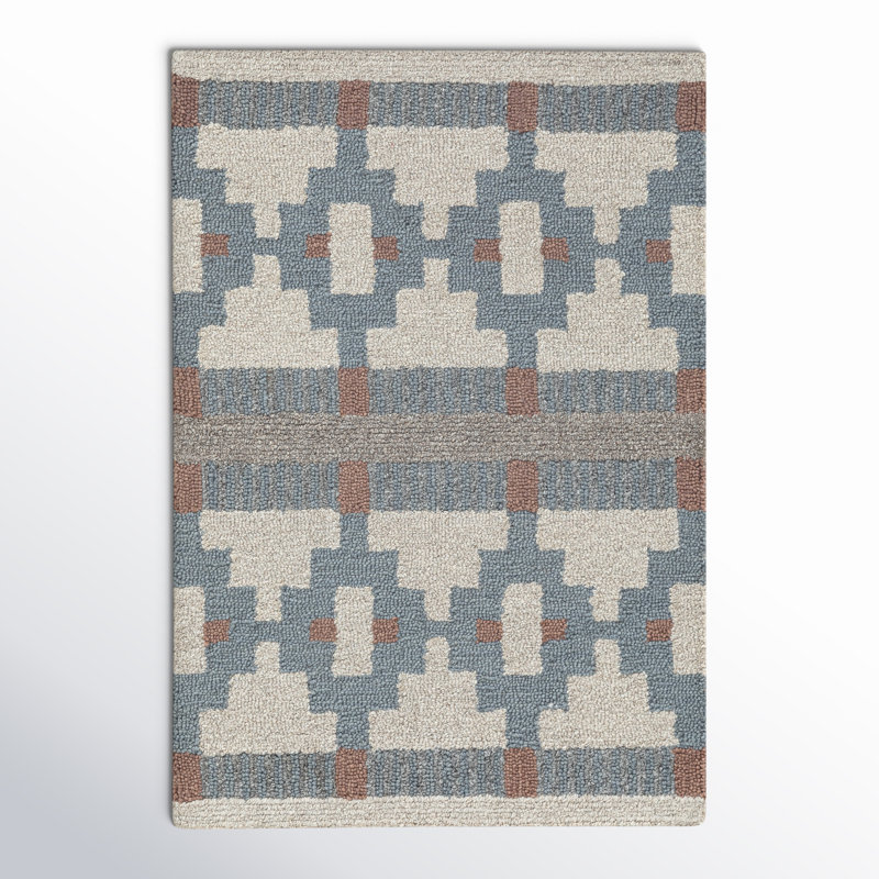 Elsey Hand Tufted Wool Geometric Indoor Rug, Rectangle 2' x 3'