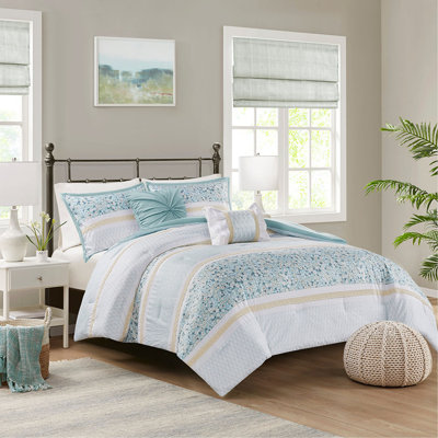 Ensemble d'édredon 5 pièces avec coussins décoratifs King / Cal King