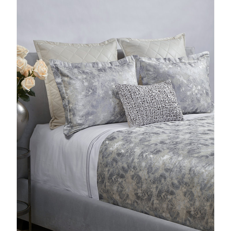 Orleans Sheet Set, White Gray, King Sheet Set with 2 Pillowcases