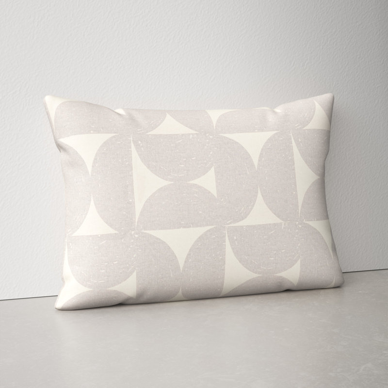 Frenk Geometric Cotton Reversible Throw Pillow, Medium Gray/Light Beige, Polyester