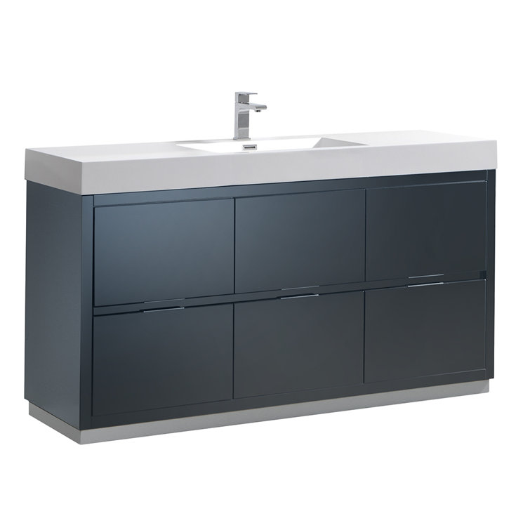 Valencia 60" Freestanding Single Modern Bathroom Vanity with Ingegrated Sink - Faucet Not Included
