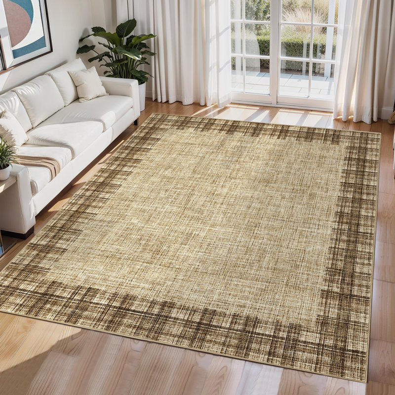 Extra Large Washable Plaid Rugs Modern Bordered Rugs Non-Slip, Low Pile Soft Floor Carpet for Family Room, Stain & Fade Resistant? Carpet