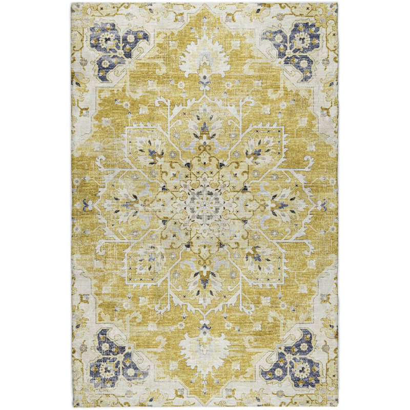 Premium Machine Washable Dream Shag ADS93 Ornate Rug, Gilded, 10' x 14'