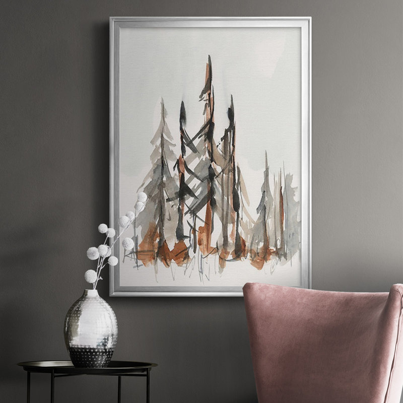 «Rustic Evergreen II», reproduction encadrée de qualité supérieure - prête à être accrochée, Argent