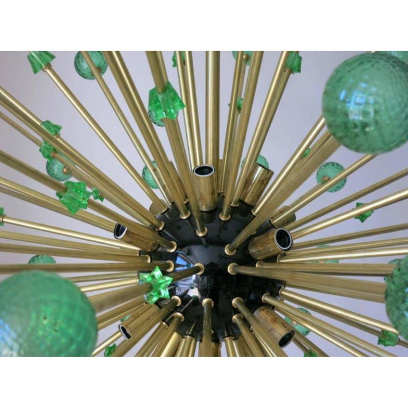 Lustre sphérique en acier inoxydable 24 lumières Murana, Clair, Laiton poli, 69" Diameter x 82" Height