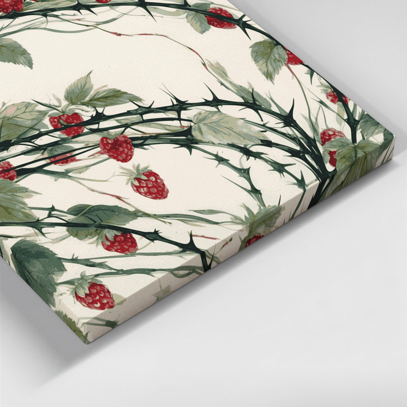 Art mural sur toile Botanical Raspberry Canes, H 11 po x l 14 po