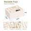 Stackable Velvet Jewellery Tray Organizer Display Case Storage Containers, Earring Holder Necklace Watch Bracelet Accessary Ring Trays(Beige)