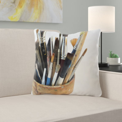 Whitmer Artist Brushes Throw Pillow