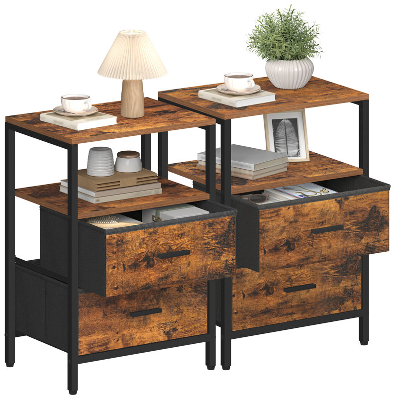 40cm W Manufactured Wood Bedside Table, Rustic Brown