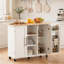 Îlot de cuisine mobile 42 "avec abattant, bar à roulettes avec armoire de rangement et roulettes verrouillables-130207926