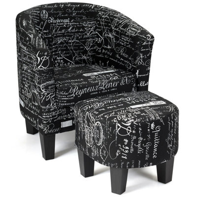 Oakhill Upholstered Barrel Chair with Footstool