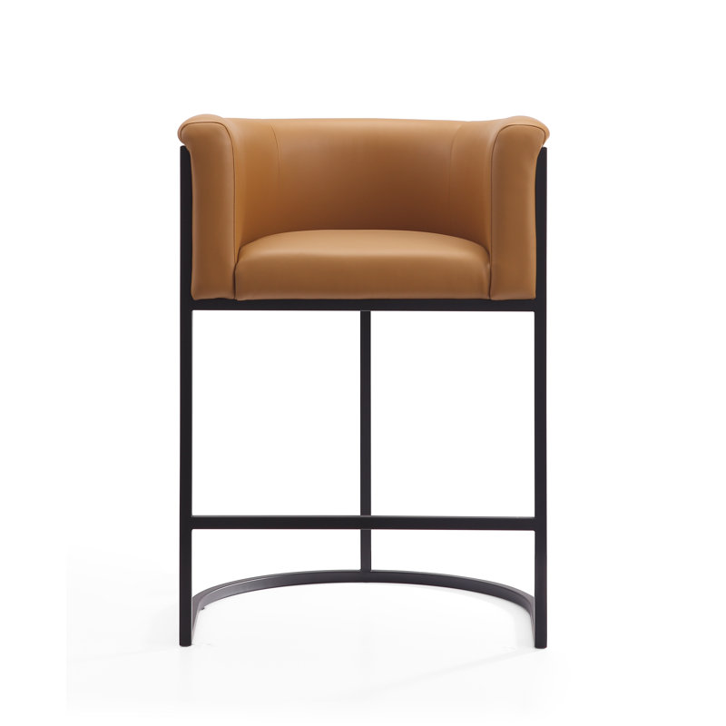 Svala Upholstered Counter Stool with Metal Frame, Camel, Counter Stool (25.5" Seat Height), 2