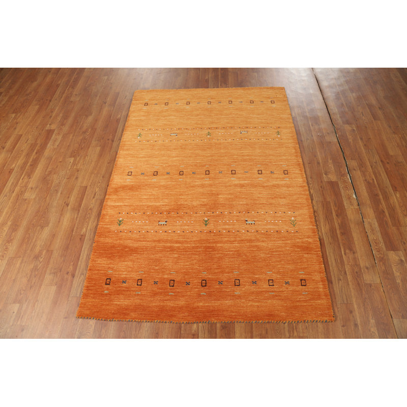 Handmade Orange Rust Gabbeh Oriental Rug 4x6