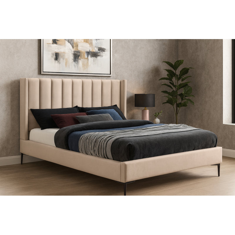 Nadia Velvet Bed, Full, Pink Velvet