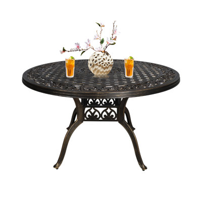 Round Outdoor Dining Table Umbrella Hole , 48.23 " W 48.23 " D