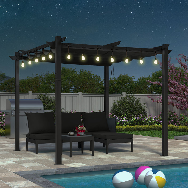 3m x 3m Metal Pergola, Black