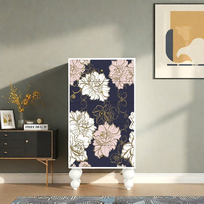 Commode 19,7 po, Blanc/mauve