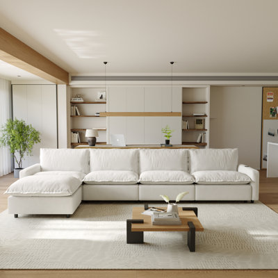 Moncada 5-Piece Modular Linen L-Shaped Power Reclining Sectional With Zero-Gravity And Heated Seats