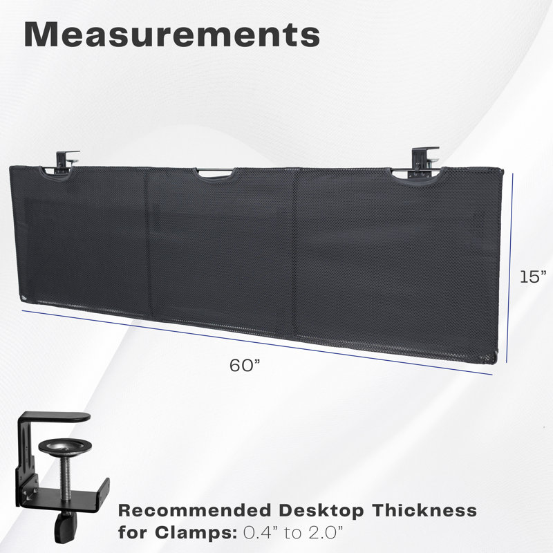 Black Clamp-on 60in Cable Management Desk Organizer