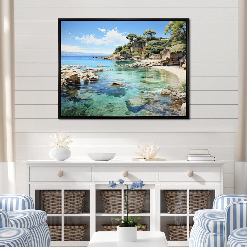 Vose Rocky Beach Tranquil Retreat II, H 34 po x l 44 po x P 1,5 po, Cadre flottant noir