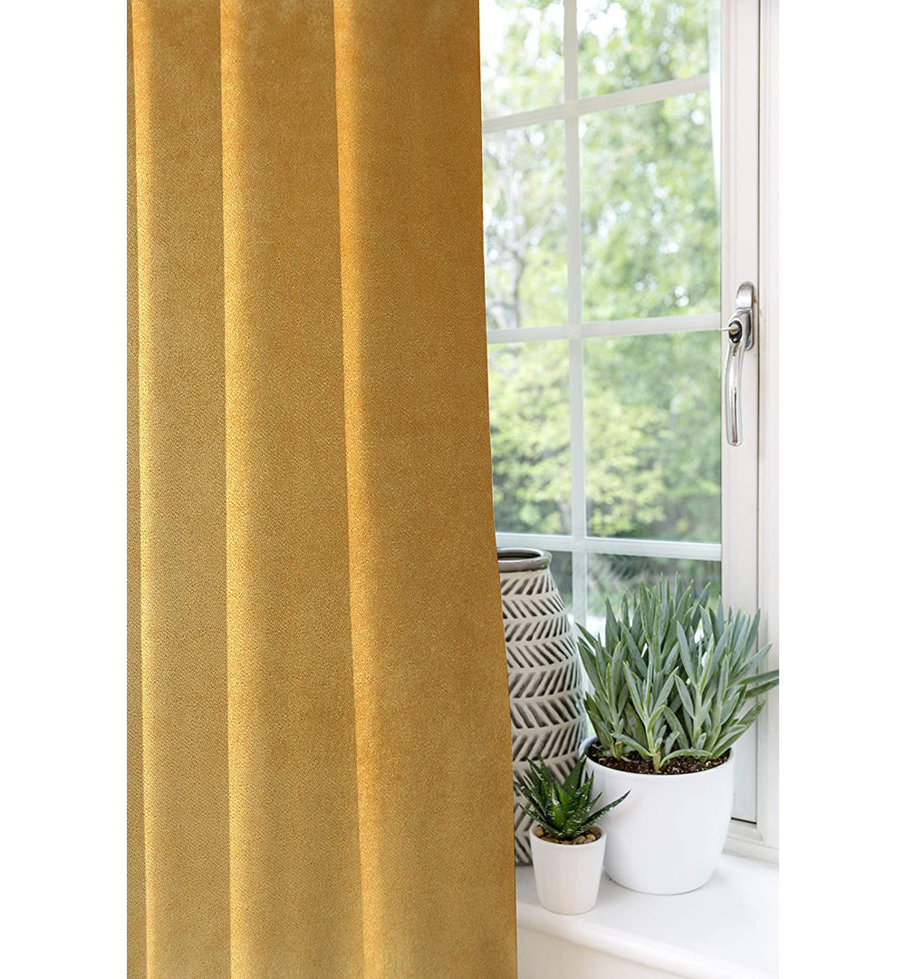 Symple Stuff Matt Velvet Curtains 2 Panels | Spice Orange Red Luxury Soft Made To Order Curtains & Drapes | Cotton Eyelet Fully Lined Width 228Cm (90”