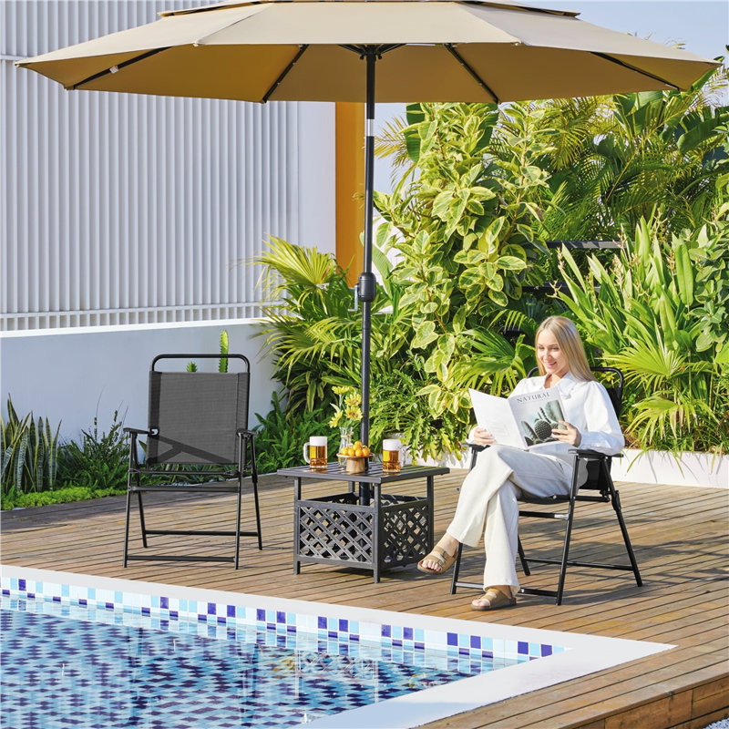Folding Patio Dining Armchair, 2, Black
