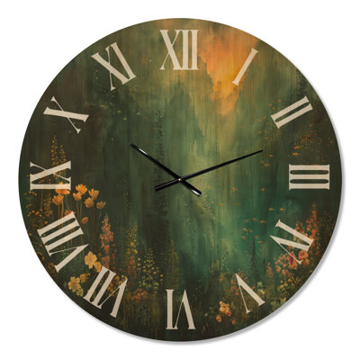 Large Scenic Silent Wood Wall Clock – Forest Enchantment