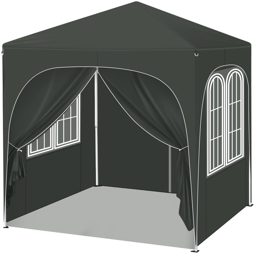 Pavillon, Faltpavillon 2x2 m, Mit 4 Seitenwänden, Partyzelt Wasserabweisend Uv-Schutz 50+, Höhenverstellbarer Gartenpavi...