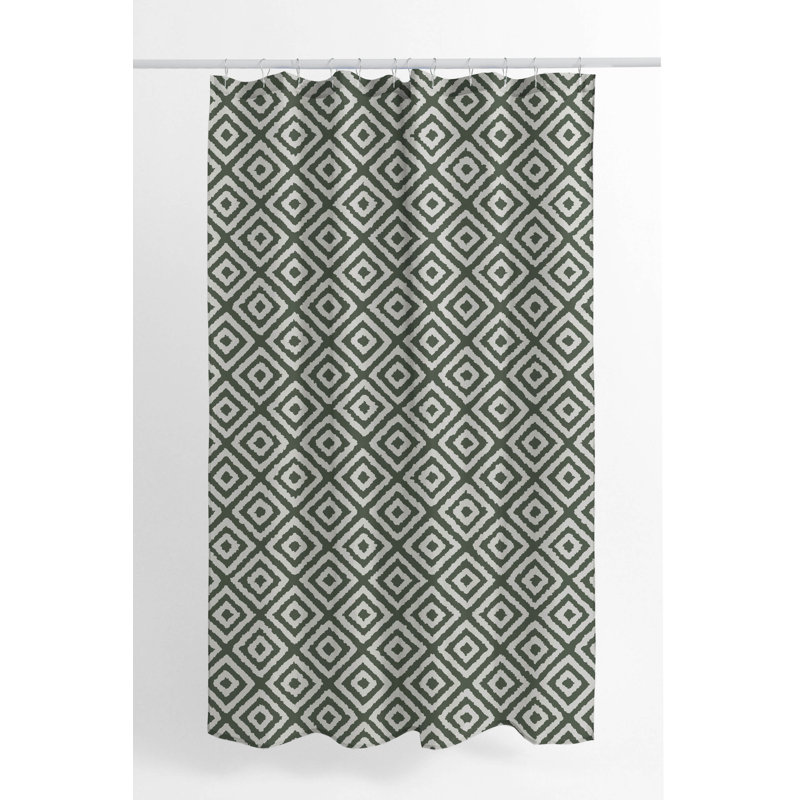 Ikat Grunge Ultra-Thin Lightweight Shower Curtain, Green/Chimichurri