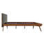 Full Platform Bed In Dark Grey With Textured Chestnut Upholstery Upholstered Headboard And Foam-1611675623