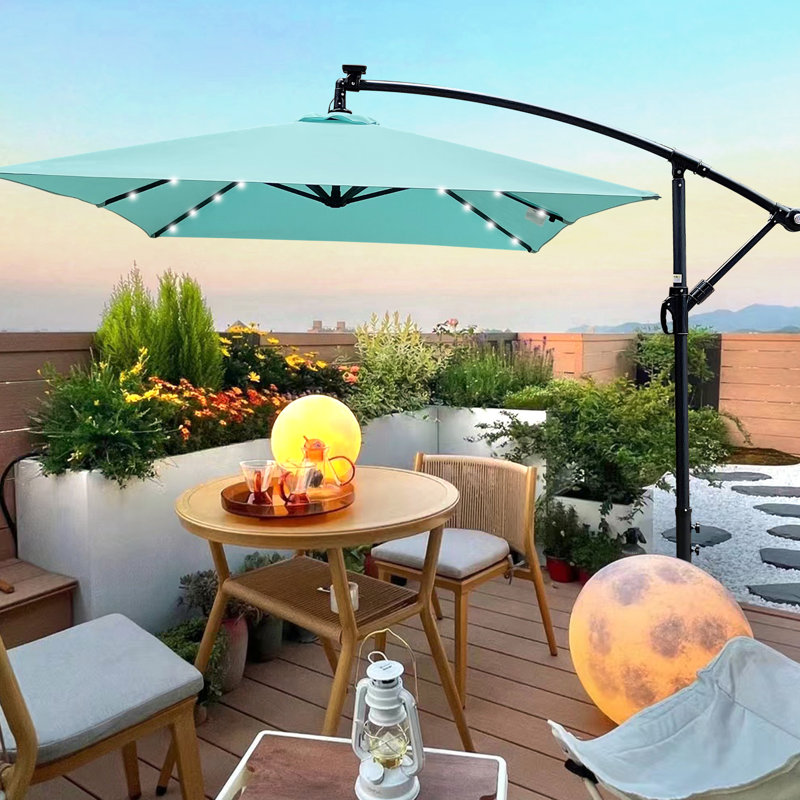 Parasol de patio 2 x 3 m avec lumières solaires - imperméable, matériau de 180 g, pour piscine extérieure