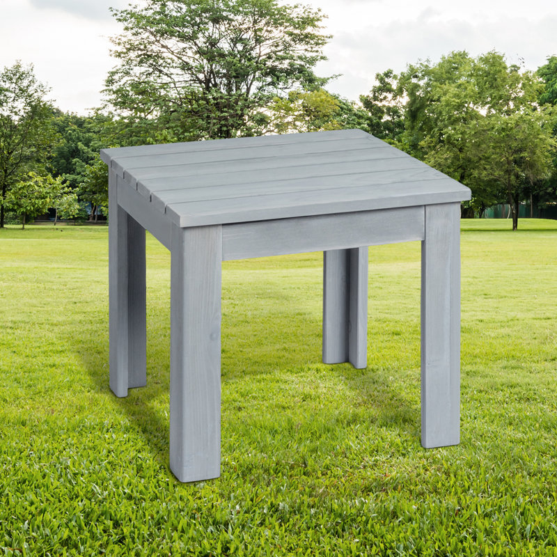 Premium Fir Wood Outdoor Side Table,Light Gray, Gray