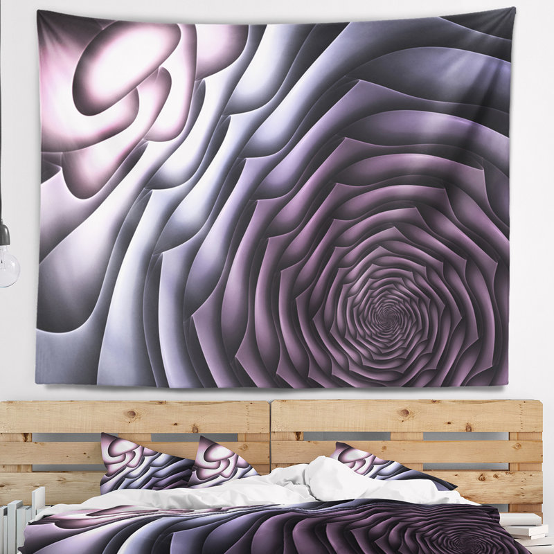 Tapisserie en forme de fleur abstraite en forme de fleur, H 78 po x l 92 po