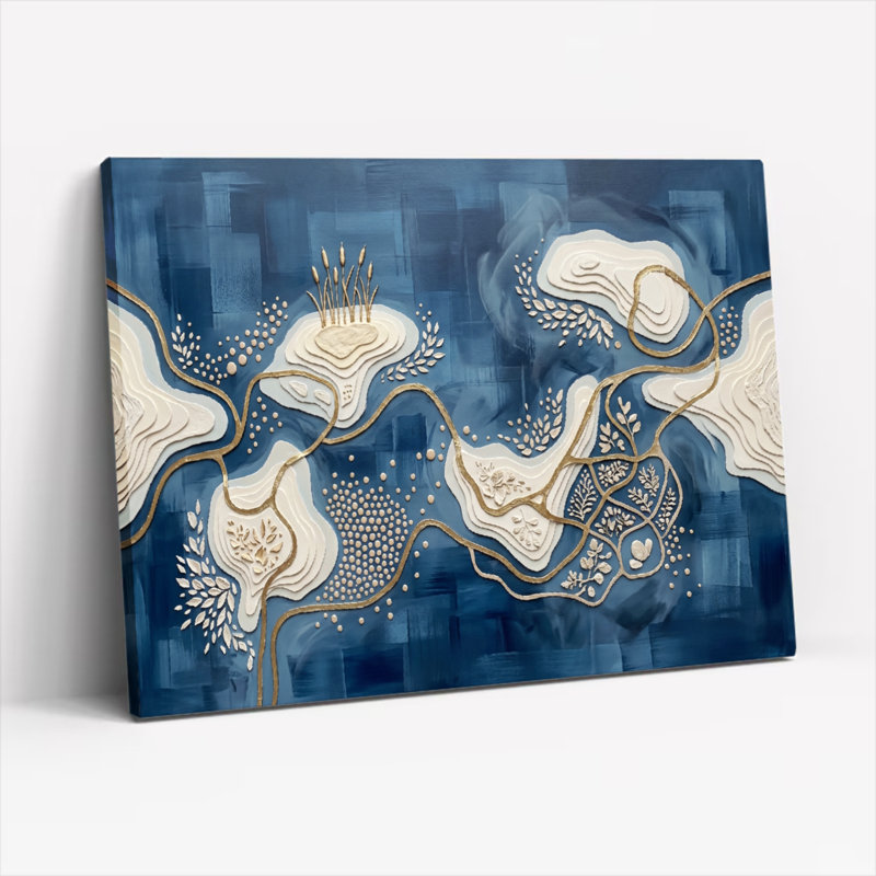 Abstrait floral sur toile, ensemble de 1 reproduction d'art sur toile, Wrapped Canvas, 28"H x 40"W
