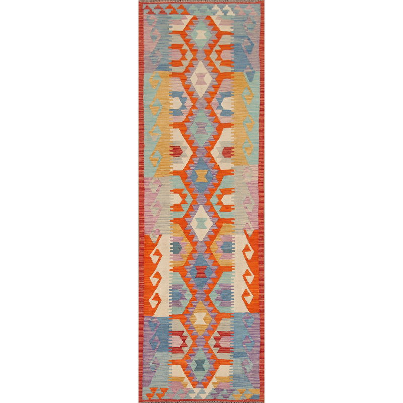 Reversible Wool Kilim Runner Rug 3x10
