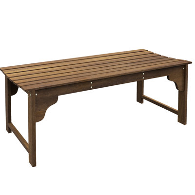 Wooden Poolside Bench By - Rustic With Slatted Seat, , For Garden, Patio, Deck Area Use Heavy-duty Outdoor