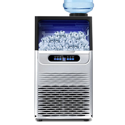 Commercial Ice Maker Machine 80lbs/24h, Under Counter & Freestanding, 2 Water Inlet Modes, Self-cleaning, Stainless Steel Ice Machine For Restaurant, Home & Bar