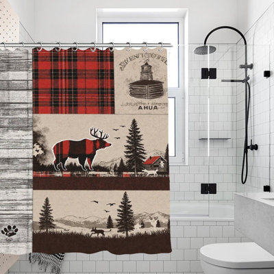 Rideaux de douche Plaid Moose Lodge pour salle de bain, l 71 × 71