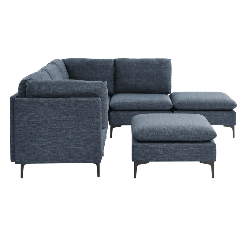 Canapé modulaire rembourré avec pieds en métal, Bleu très foncé